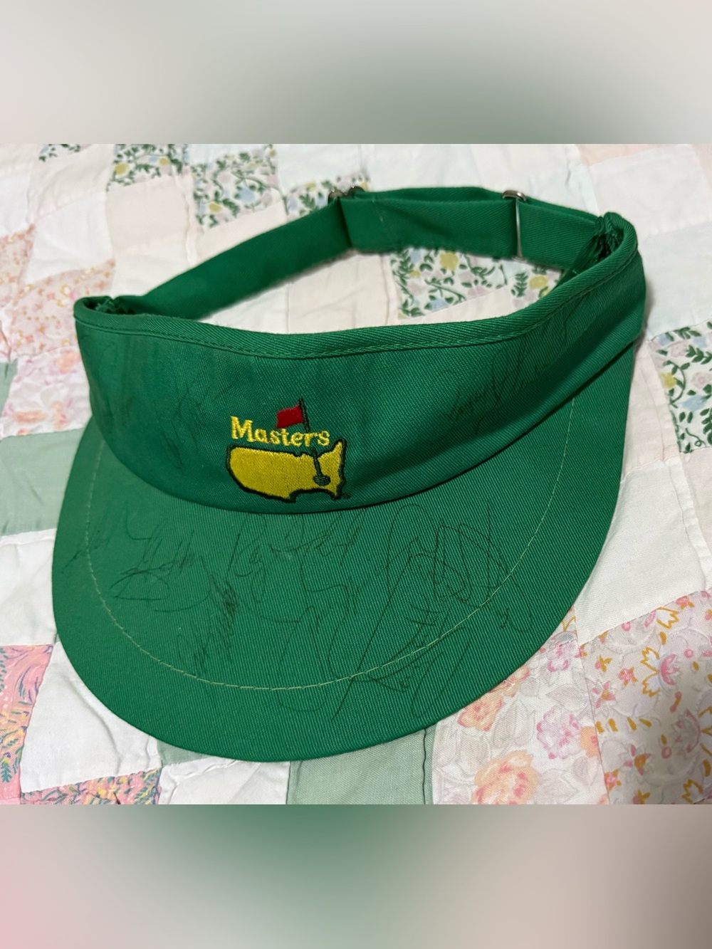 Masters Green Autographs Payne Stewart + Adjustable Vintage Golf Visor USA